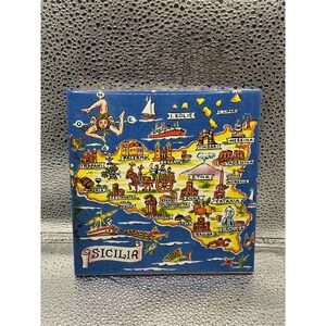 Marazzi Ceramiche Sicilia Map Tile Vintage Italian Maiolica Souvenir Wall Decor